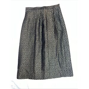 Hand Stitch Black And Gold Low Knee Skirt Pleated Small Dressy Classic Timeless